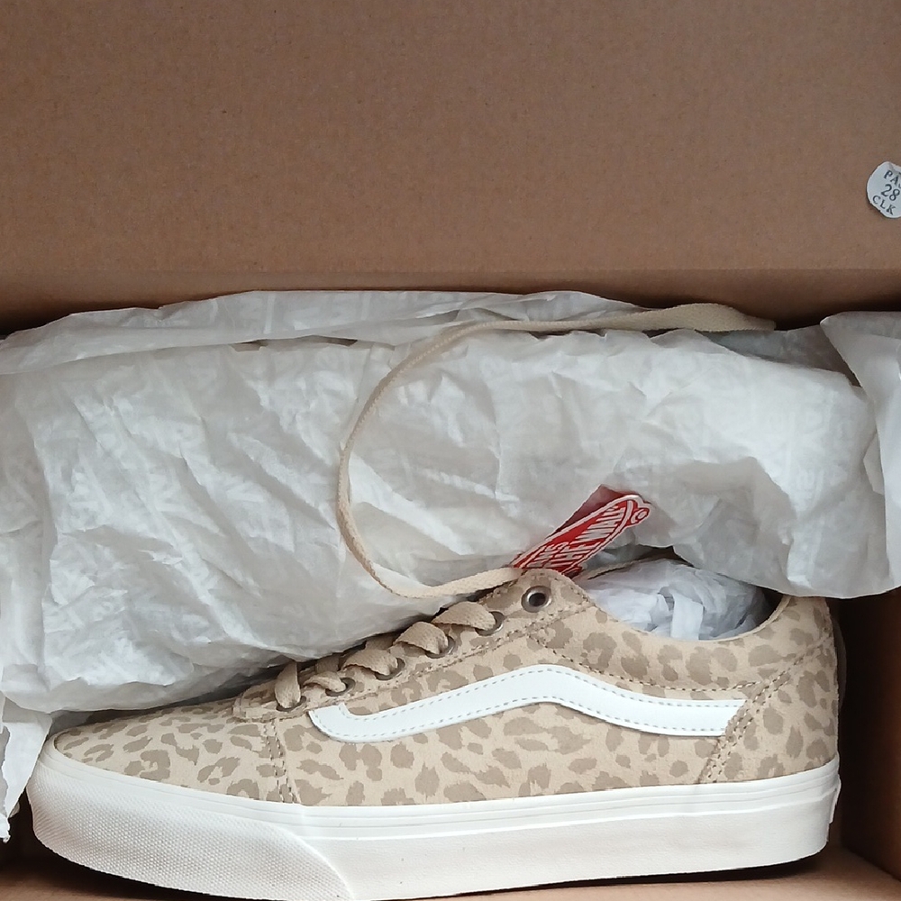 Vans Tan Leopard Print Sneakers